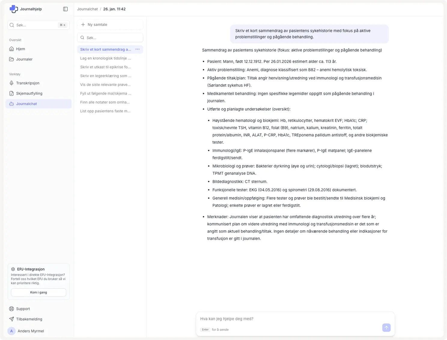 Journalhjelp Journalchat