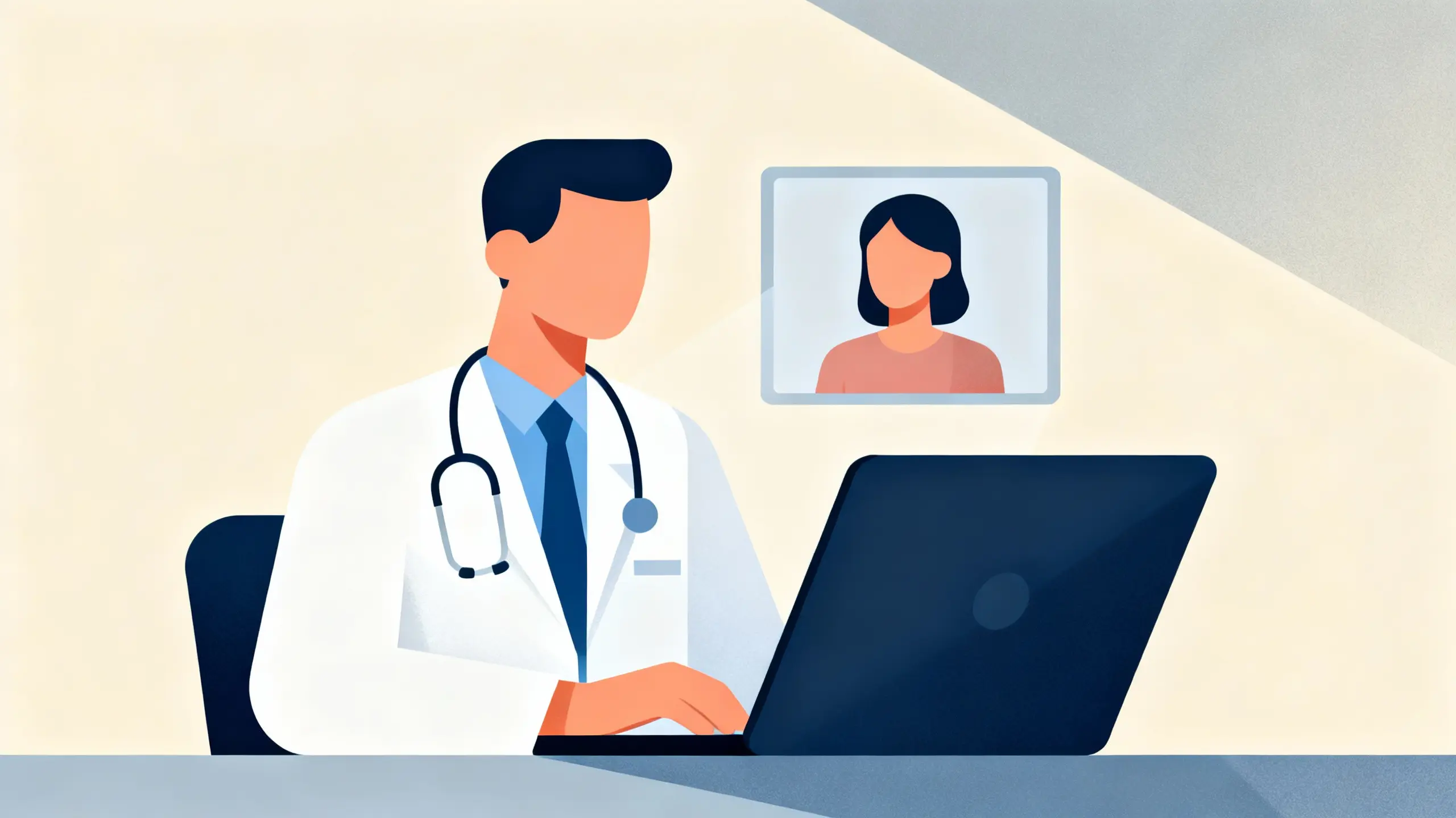 Illustrasjon av digital konsultasjon hos fastlege