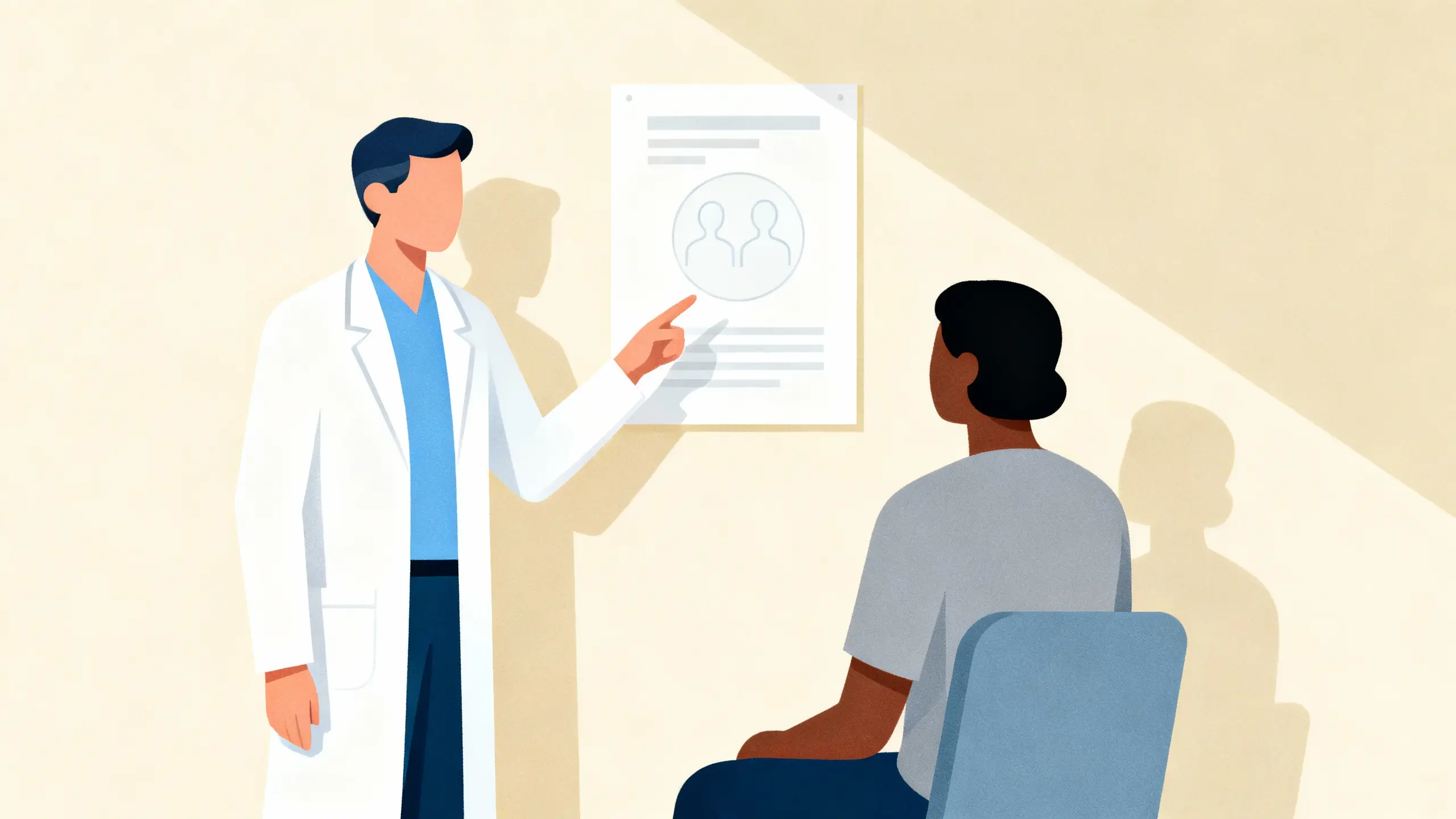 Lege informerer pasient om AI-opptak